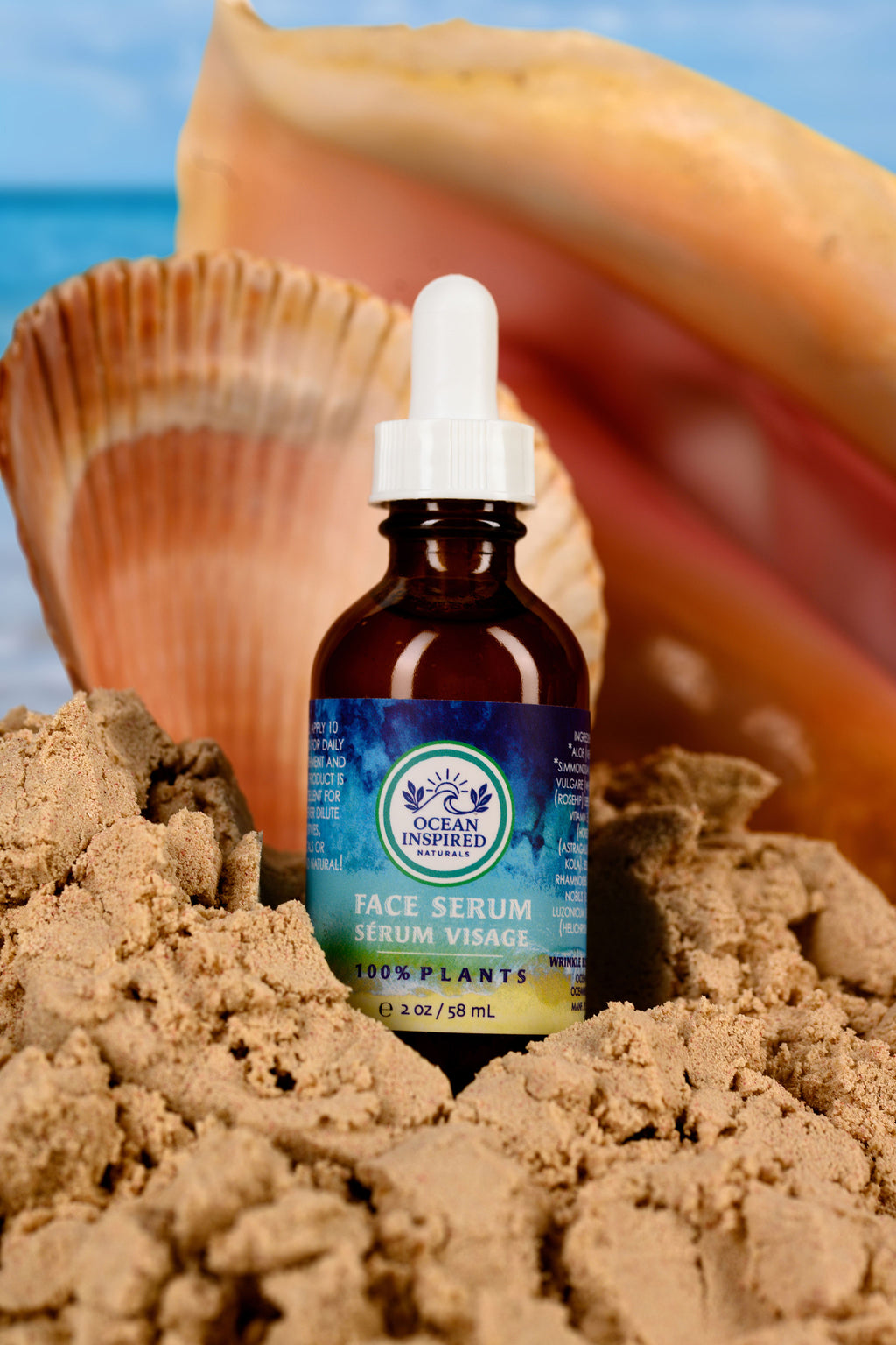 Ocean Inspired Face Serum, 100% Plants/Vegan, 2 oz.
