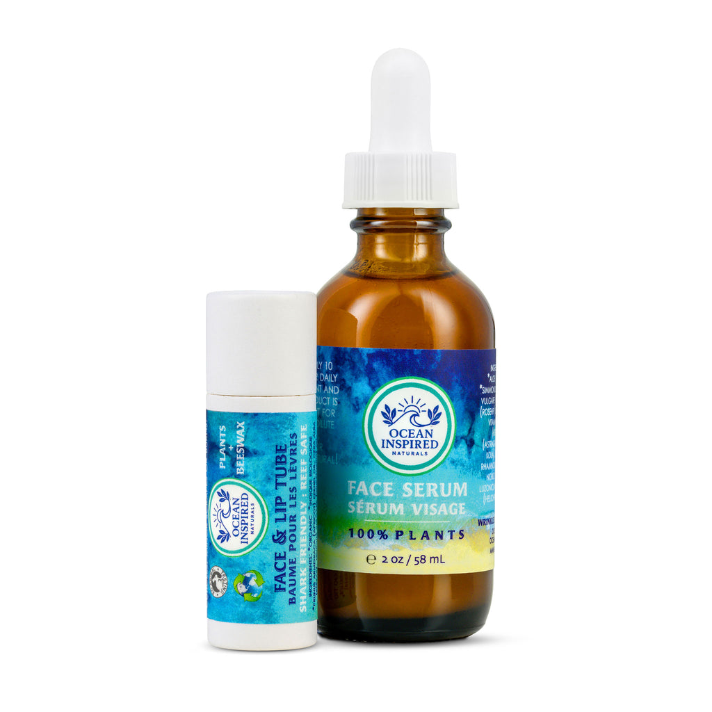 Ocean Inspired Face Serum and Face and Lip Balm